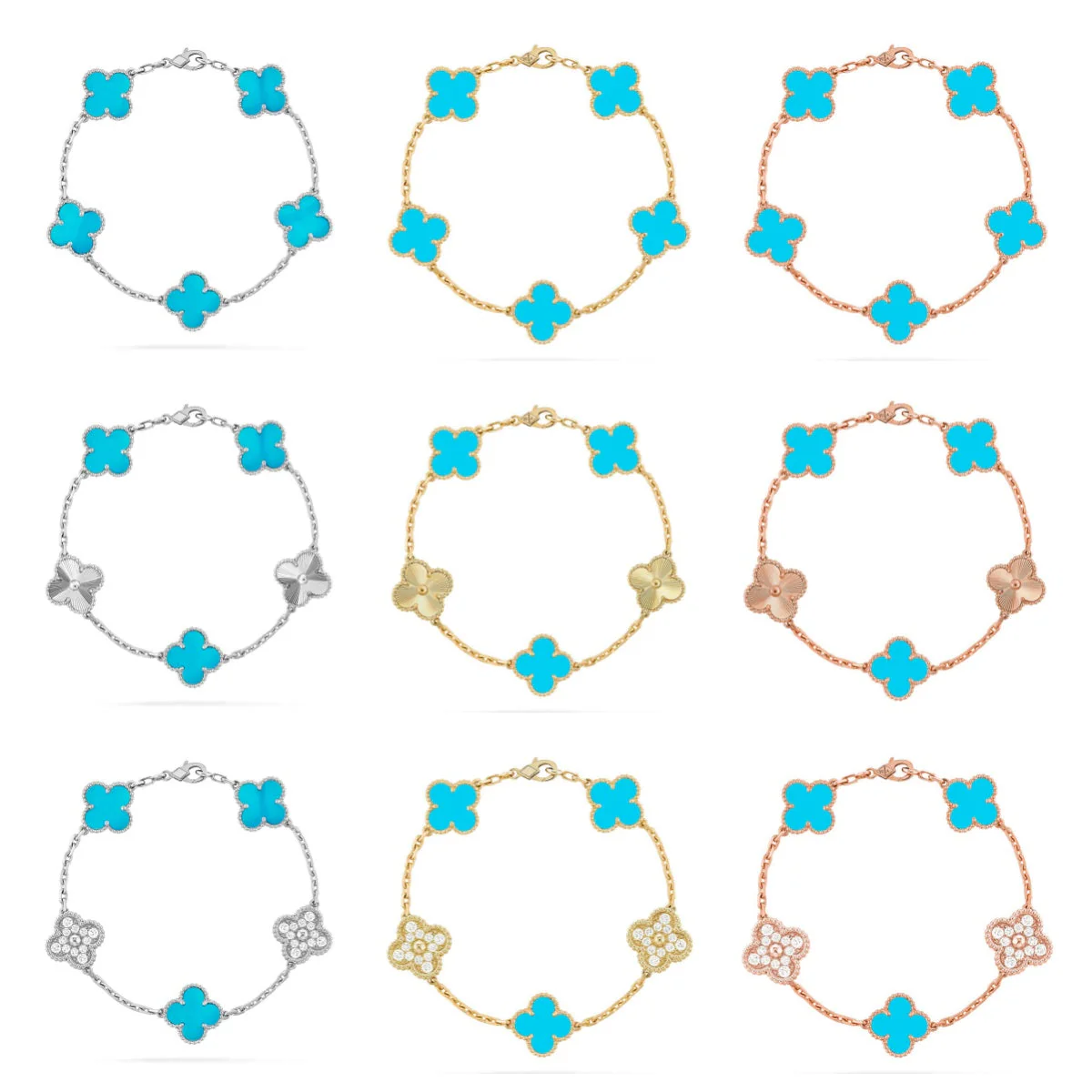 [⭐moonlume] CLOVER 5 MOTIF TURQUOISE BRACELET COLLECTION