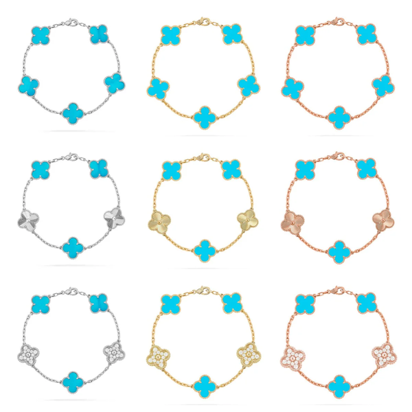 [⭐moonlume] CLOVER 5 MOTIF TURQUOISE BRACELET COLLECTION