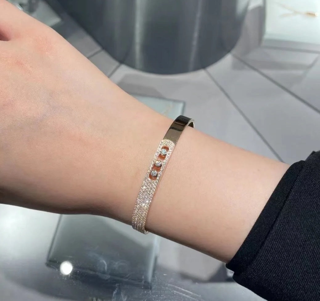 [⭐moonlume]Move Noa Rose Gold Pavé Diamond Bangle Bracelet