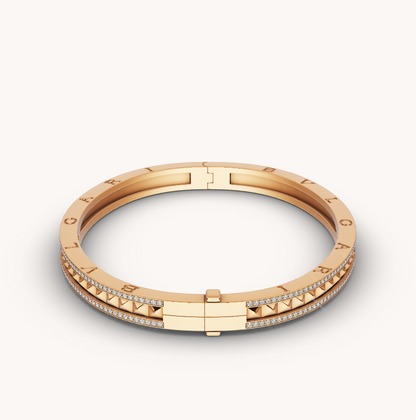 [⭐moonlume]ZERO 1 SPIRAL AND PAVED DIAMOND GOLD BRACELET