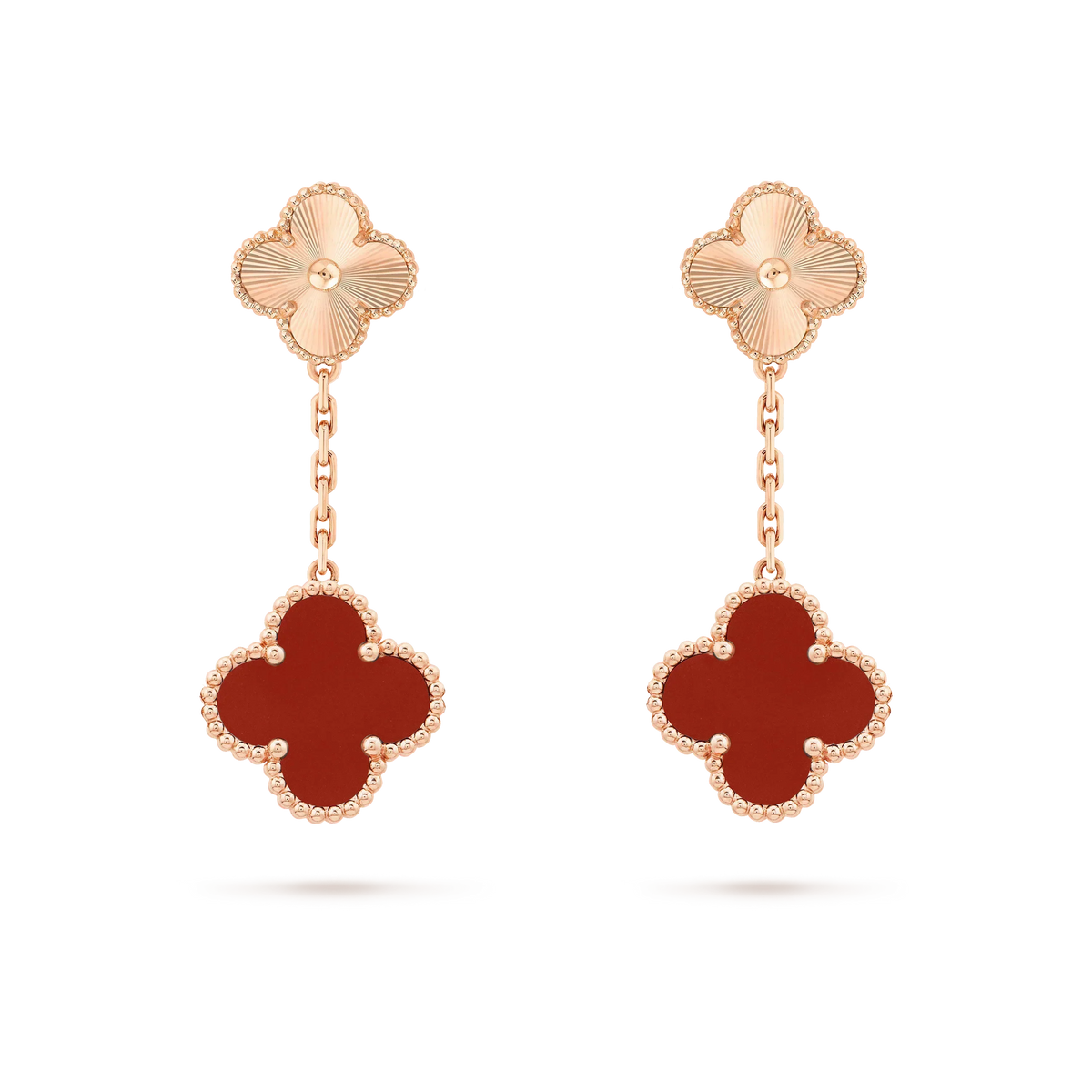 [⭐moonlume]CLOVER 2 MOTIF  LASER CARNELIAN EARRINGS