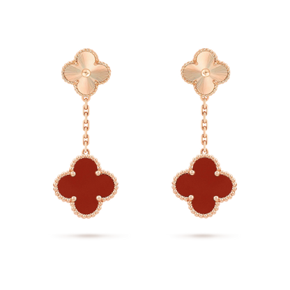 [⭐moonlume]CLOVER 2 MOTIF  LASER CARNELIAN EARRINGS