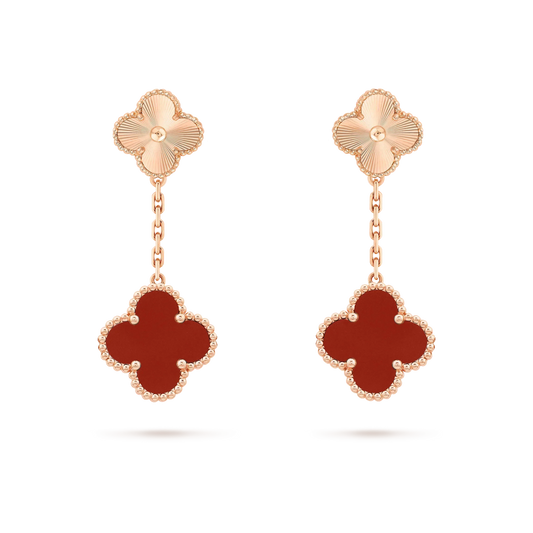 [⭐moonlume]CLOVER 2 MOTIF  LASER CARNELIAN EARRINGS