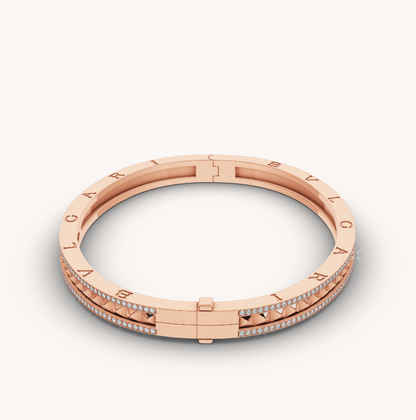 [⭐moonlume]ZERO 1 SPIRAL AND PAVED DIAMOND PINK GOLD BRACELET