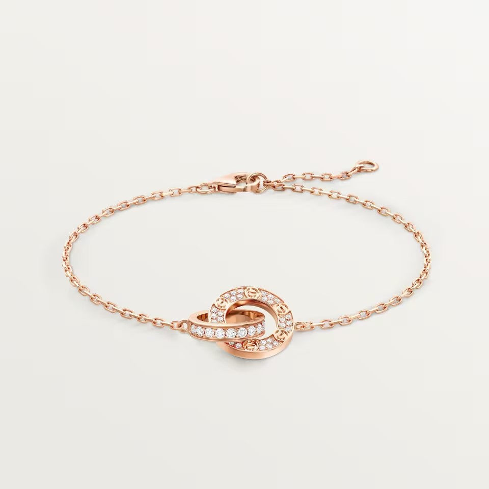 [⭐moonlume]LOVE DOUBLE RING FULL DIAMOND BRACELET