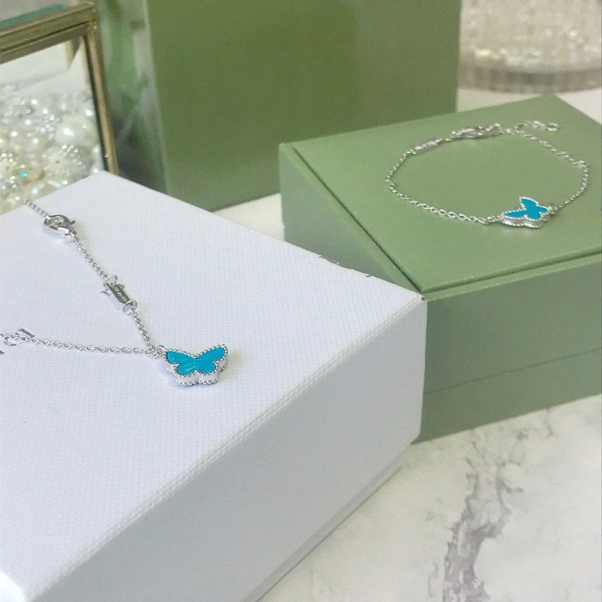[⭐moonlume]BUTTERFLY TURQUOISE BUTTERFLY BRACELET SILVER
