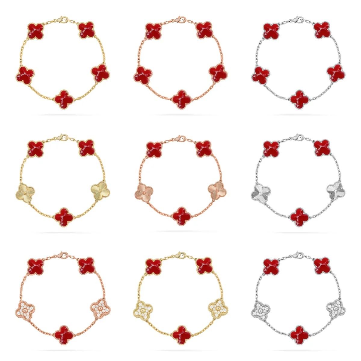 [⭐moonlume]CLOVER 5 MOTIF RED PATTERN BRACELET COLLECTION