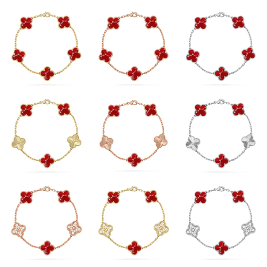[⭐moonlume]CLOVER 5 MOTIF RED PATTERN BRACELET COLLECTION