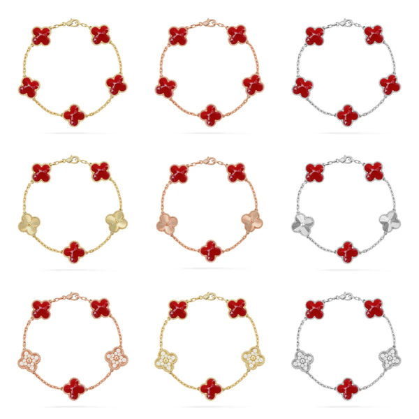 [⭐moonlume]CLOVER 5 MOTIF RED PATTERN BRACELET COLLECTION
