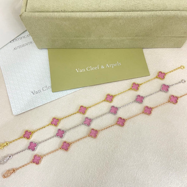 [⭐moonlume]2026 NEW CLOVER 6 MOTIF BUBBLE PINK ENAMEL BRACELET