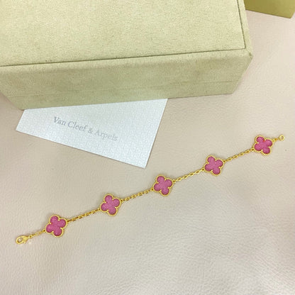 [⭐moonlume]NEW BUBBLE PINK ENAMEL 5-FLOWER BRACELET