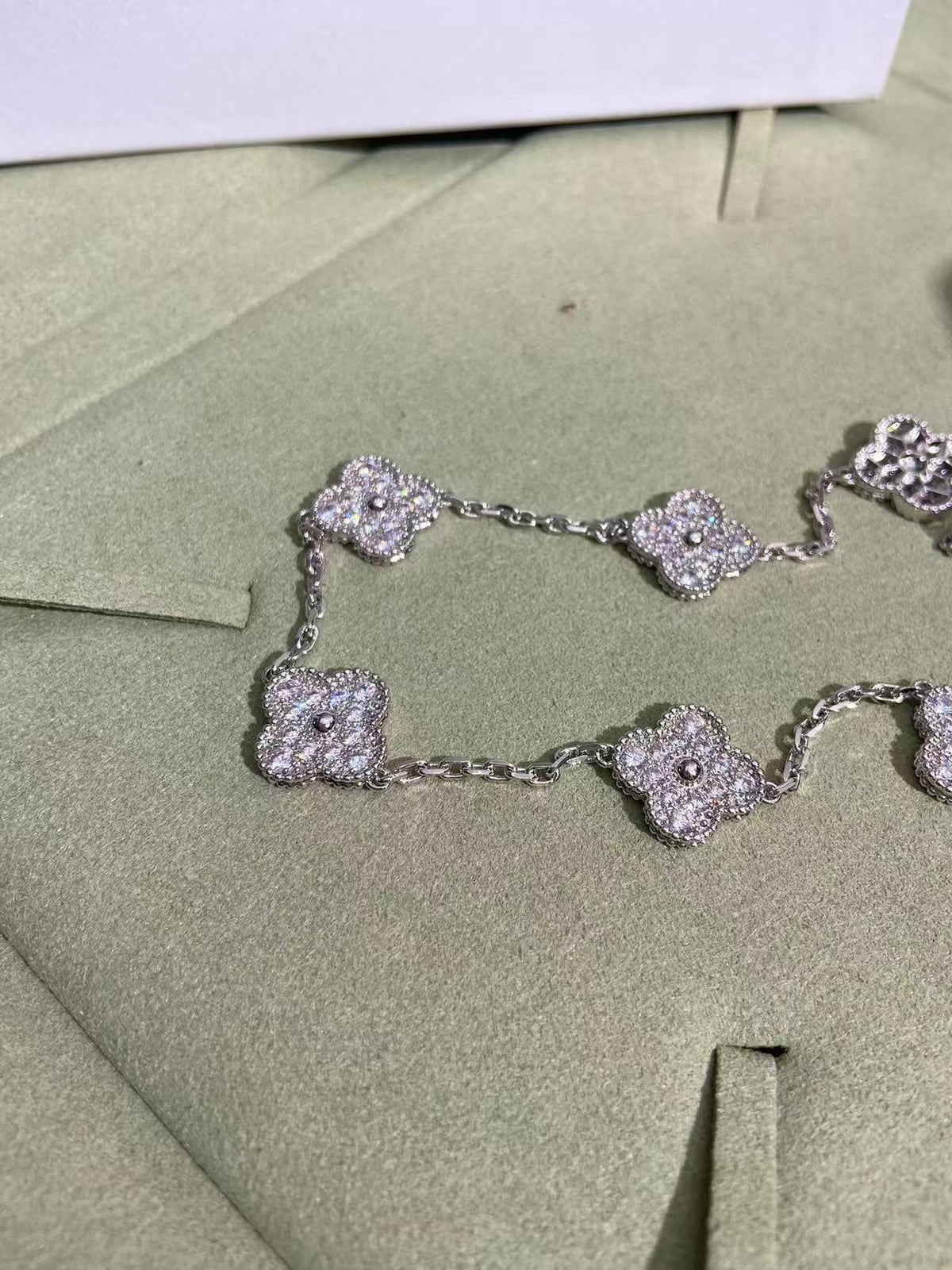 [⭐moonlume]CLOVER 10 MOTIFS  FULL DIAMOND NECKLACE