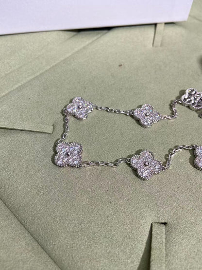 [⭐moonlume]CLOVER 10 MOTIFS  FULL DIAMOND NECKLACE