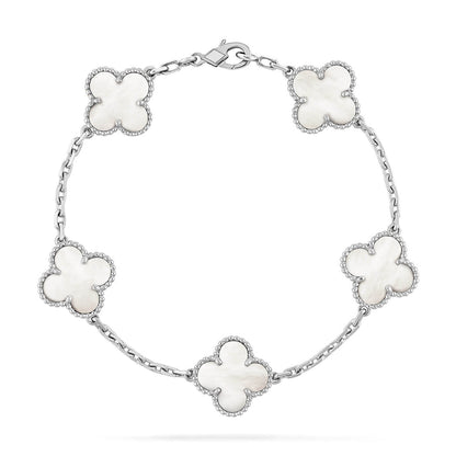 [⭐moonlume]CLOVER WHITE PEARL MOP 5 MOTIF BRACELET COLLECTION