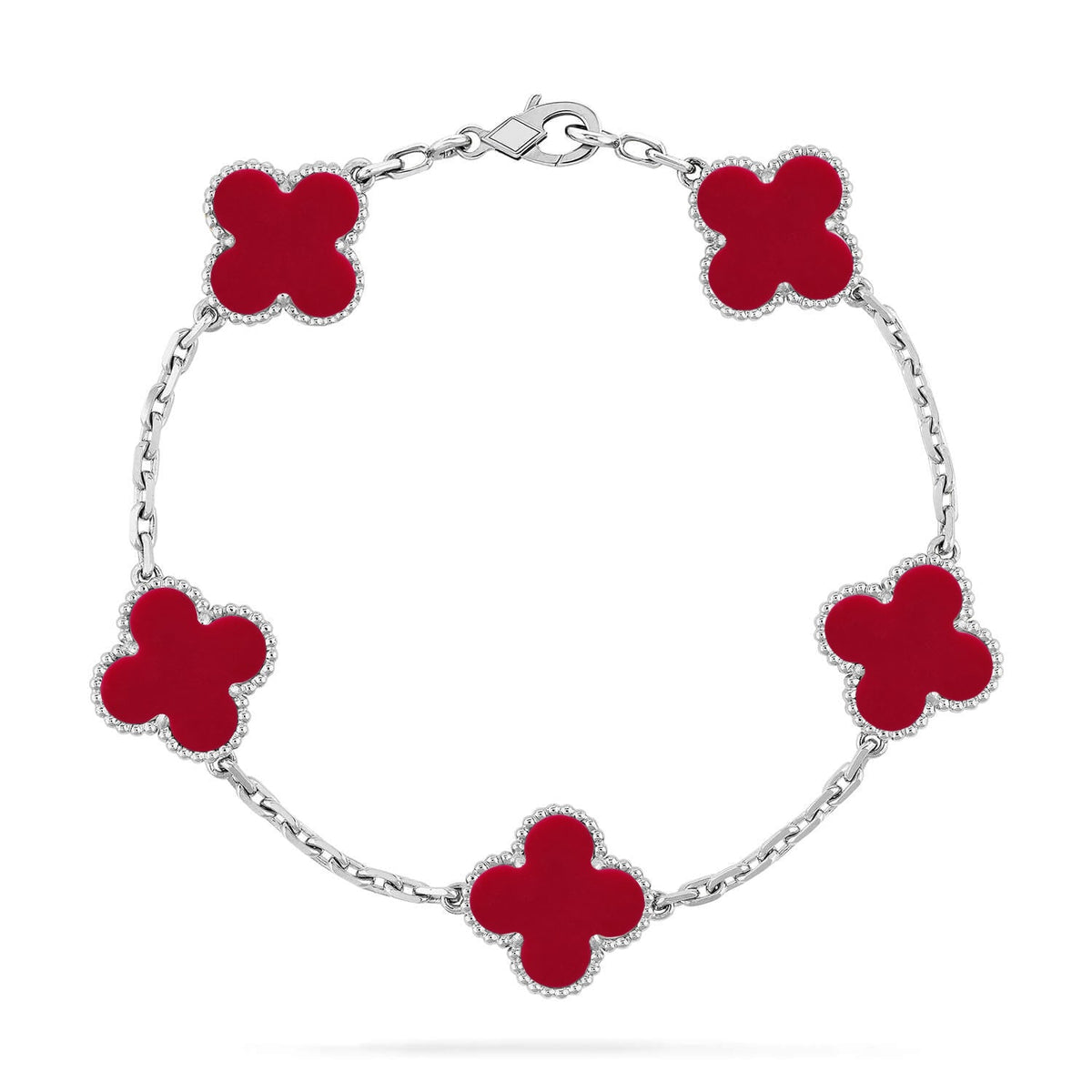 [⭐moonlume] CLOVER 5 MOTIF RED CORNELIAN BRACELET COLLECTION