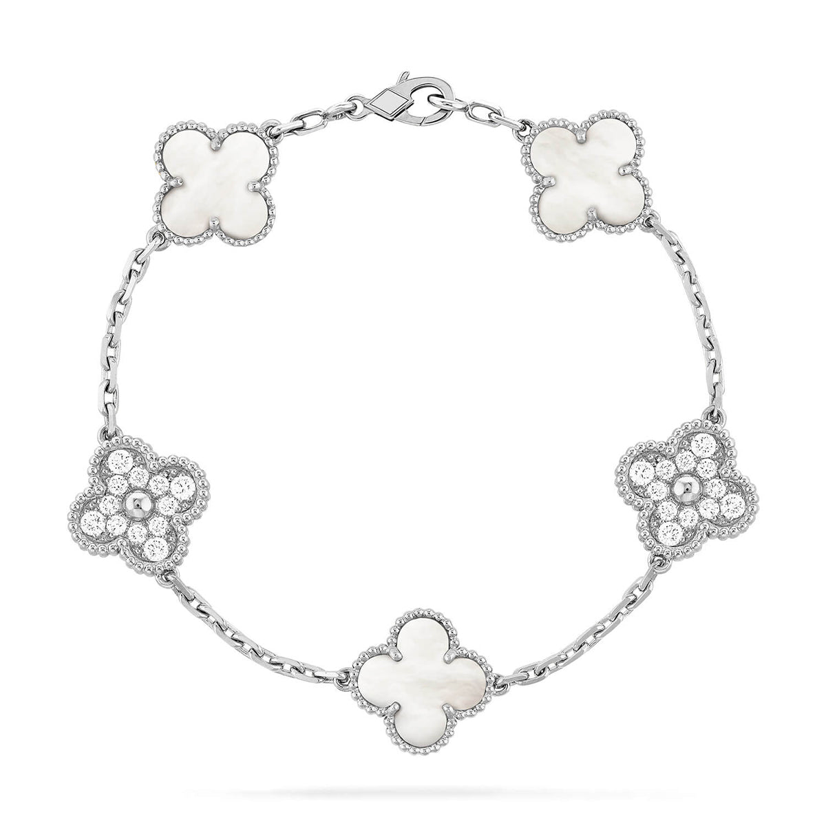 [⭐moonlume]CLOVER WHITE PEARL MOP 5 MOTIF BRACELET COLLECTION