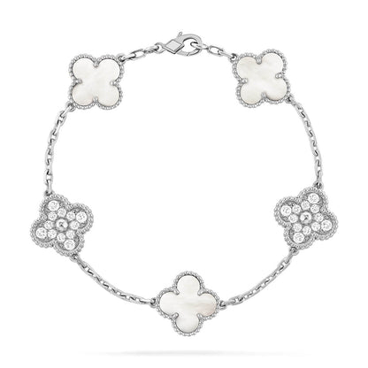[⭐moonlume]CLOVER WHITE PEARL MOP 5 MOTIF BRACELET COLLECTION