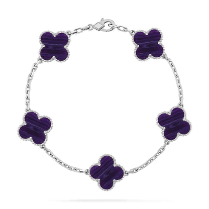 [⭐moonlume]CLOVER 5 MOTIF PURPLE STRIPES BRACELET COLLECTION