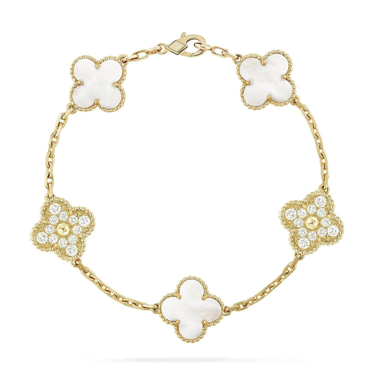 [⭐moonlume]CLOVER WHITE PEARL MOP 5 MOTIF BRACELET COLLECTION