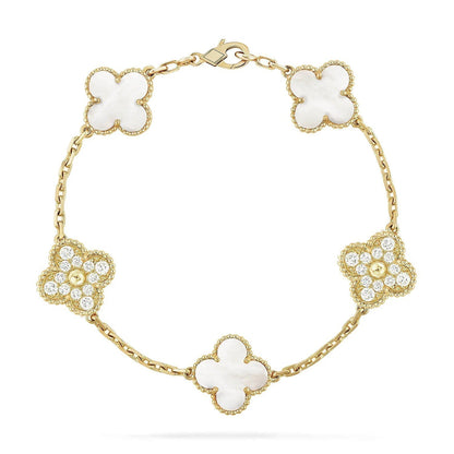 [⭐moonlume]CLOVER WHITE PEARL MOP 5 MOTIF BRACELET COLLECTION