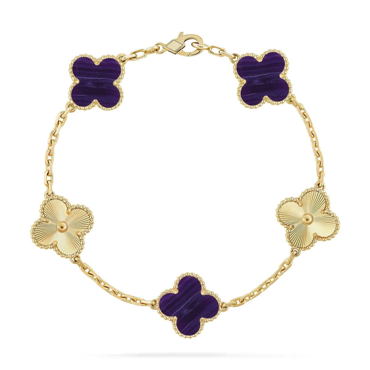 [⭐moonlume]CLOVER 5 MOTIF PURPLE STRIPES BRACELET COLLECTION
