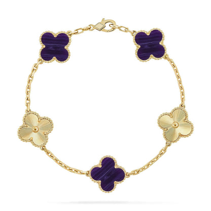 [⭐moonlume]CLOVER 5 MOTIF PURPLE STRIPES BRACELET COLLECTION
