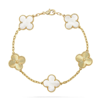 [⭐moonlume]CLOVER WHITE PEARL MOP 5 MOTIF BRACELET COLLECTION