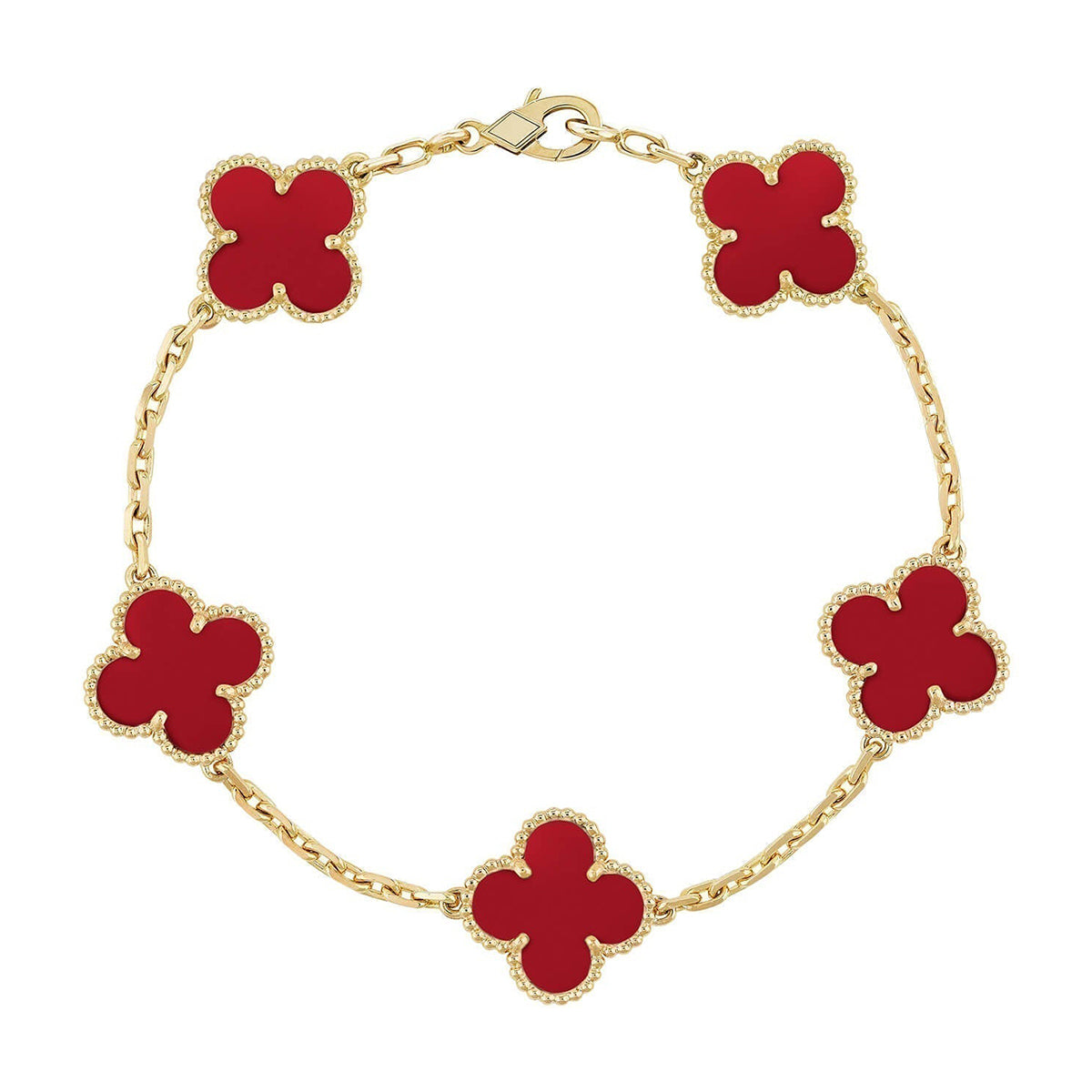 [⭐moonlume] CLOVER 5 MOTIF RED CORNELIAN BRACELET COLLECTION