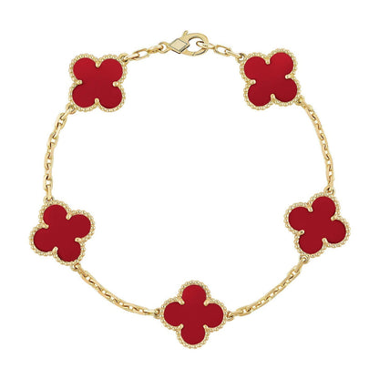 [⭐moonlume] CLOVER 5 MOTIF RED CORNELIAN BRACELET COLLECTION