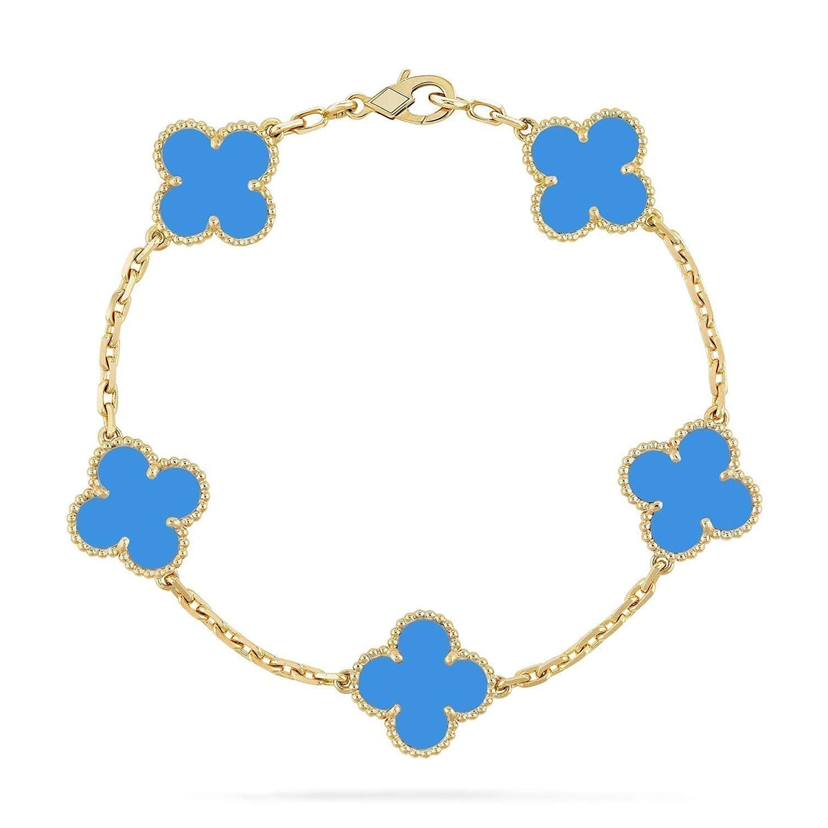 [⭐moonlume] CLOVER 5 MOTIF BLUE AGATE BRACELET COLLECTION