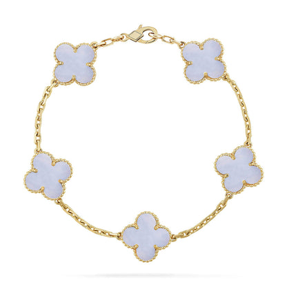[⭐moonlume] CLOVER 5 MOTIF PURPLE CHALCEDONY BRACELET COLLECTION