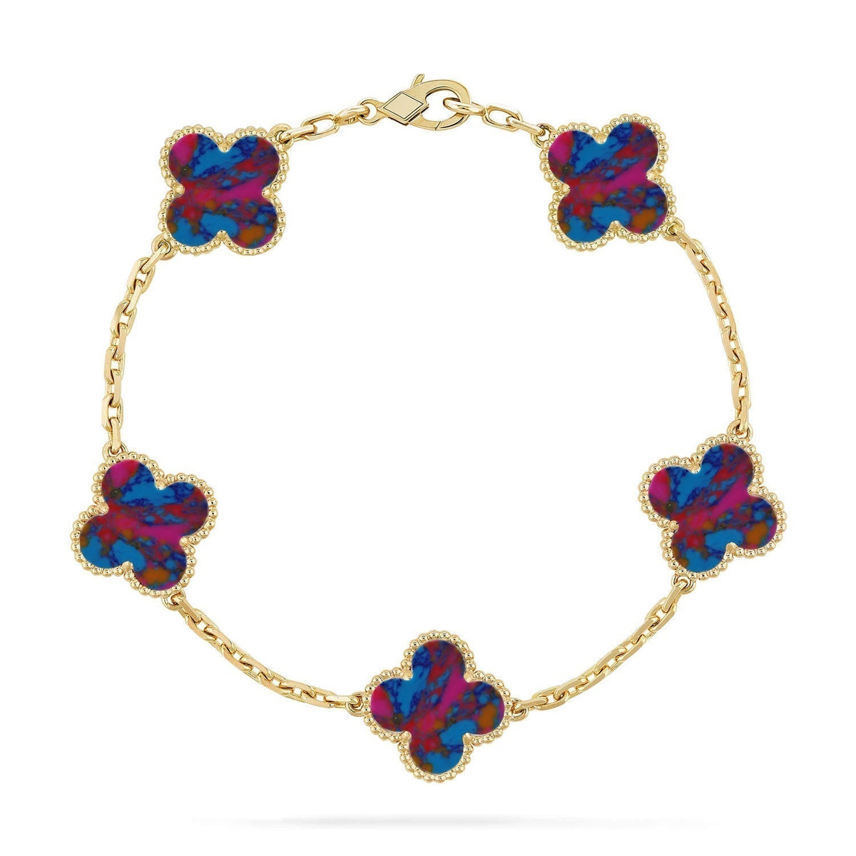 [⭐moonlume]CLOVER 5 MOTIF COLOR GEMSTONES BRACELET COLLECTION