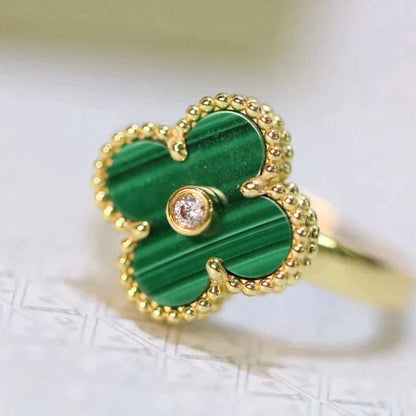 [⭐moonlume]CLOVER MALACHITE RING GOLD DIAMOND