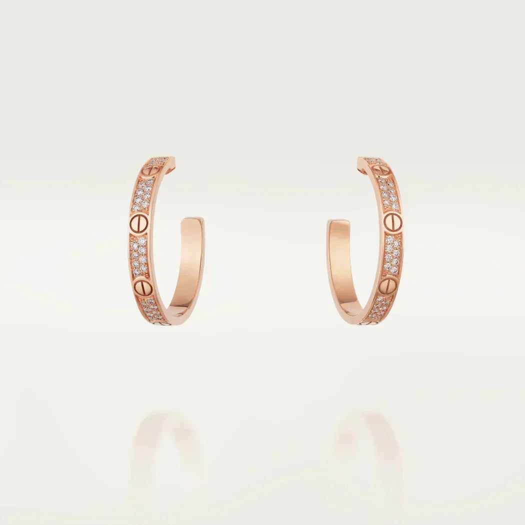 [⭐moonlume]LOVE DIAMOND PINK GOLD HOOP EARRINGS