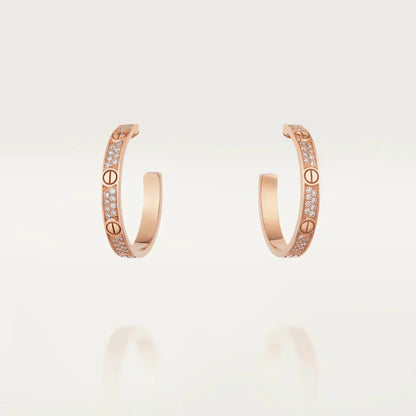 [⭐moonlume]LOVE DIAMOND PINK GOLD HOOP EARRINGS