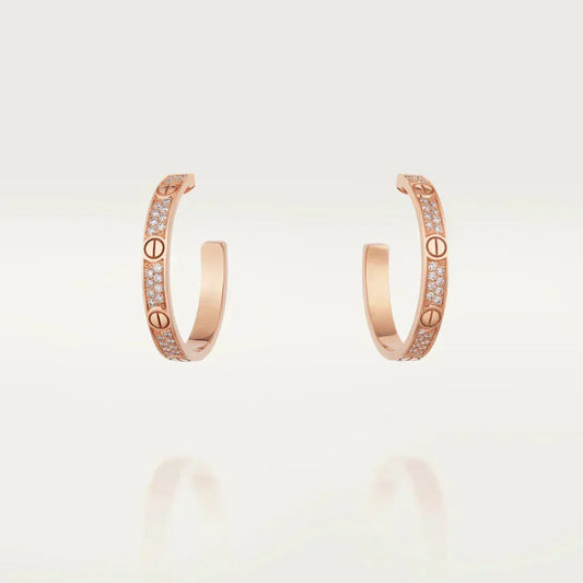 [⭐moonlume]LOVE DIAMOND PINK GOLD HOOP EARRINGS