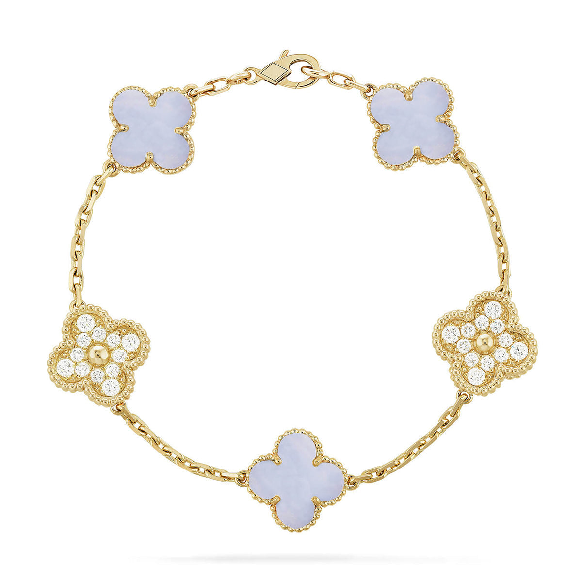 [⭐moonlume] CLOVER 5 MOTIF PURPLE CHALCEDONY BRACELET COLLECTION