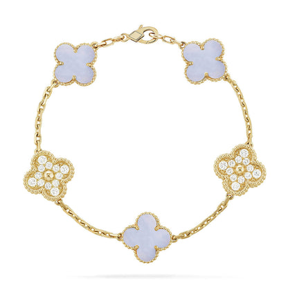 [⭐moonlume] CLOVER 5 MOTIF PURPLE CHALCEDONY BRACELET COLLECTION