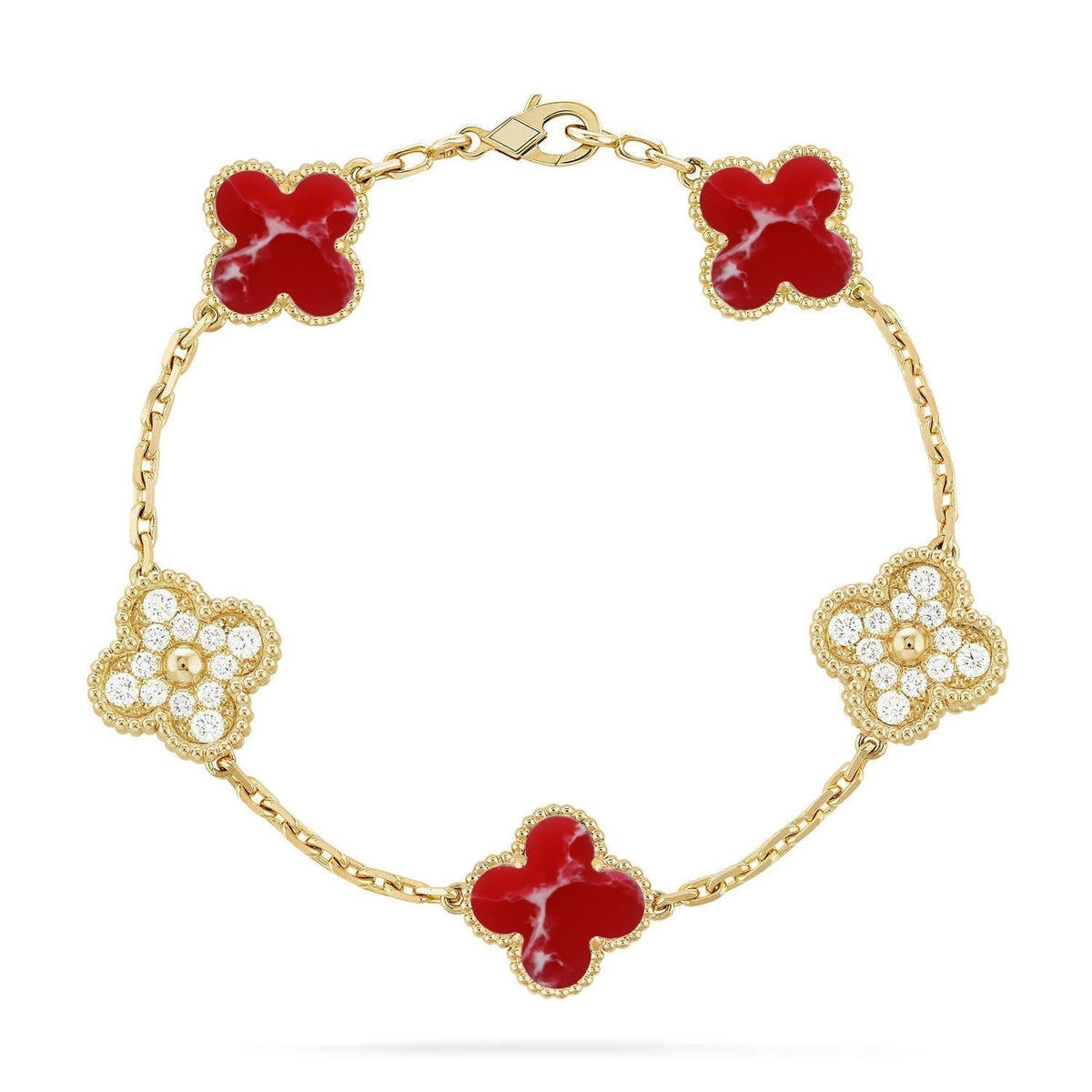 [⭐moonlume]CLOVER 5 MOTIF RED PATTERN BRACELET COLLECTION