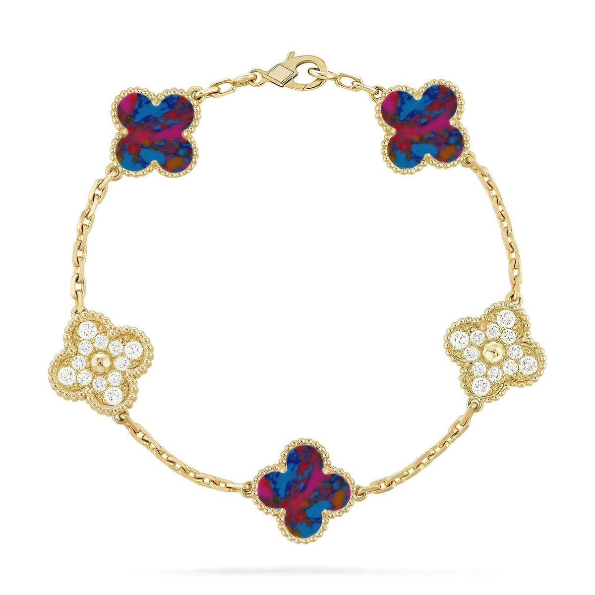 [⭐moonlume]CLOVER 5 MOTIF COLOR GEMSTONES BRACELET COLLECTION