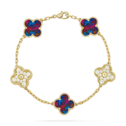 [⭐moonlume]CLOVER 5 MOTIF COLOR GEMSTONES BRACELET COLLECTION