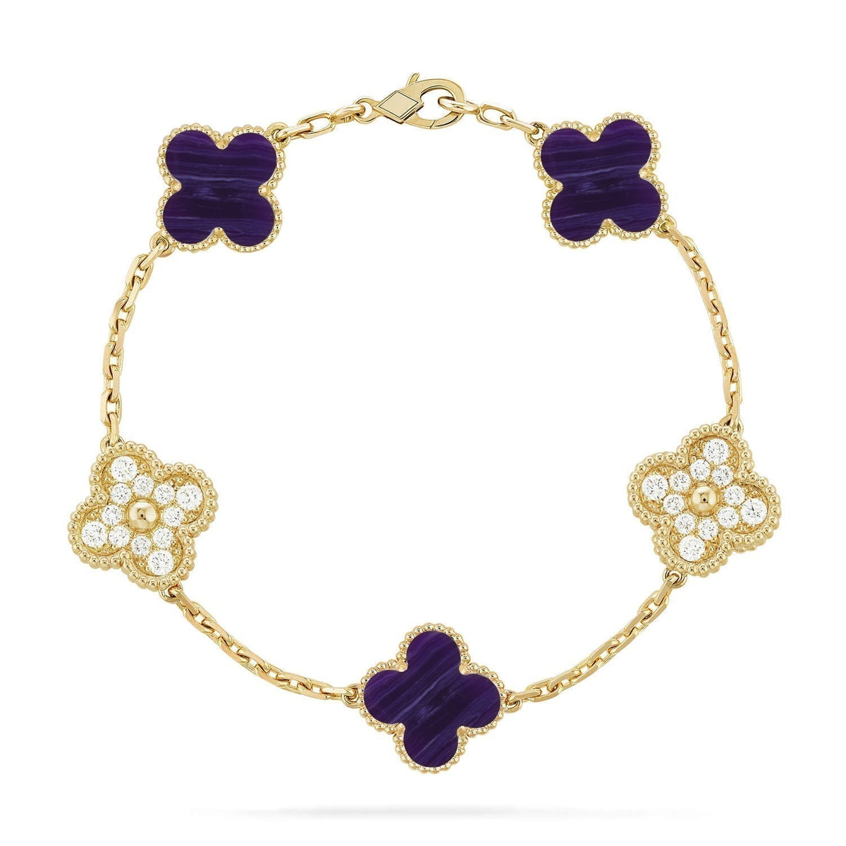 [⭐moonlume]CLOVER 5 MOTIF PURPLE STRIPES BRACELET COLLECTION
