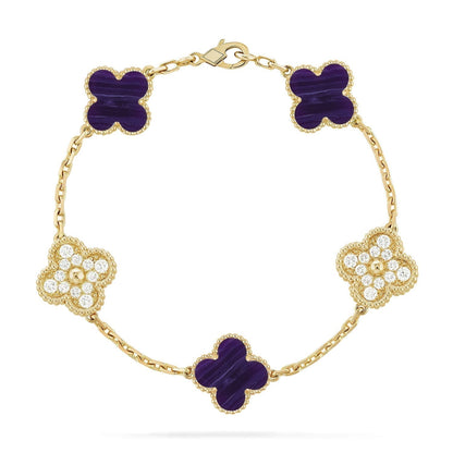 [⭐moonlume]CLOVER 5 MOTIF PURPLE STRIPES BRACELET COLLECTION