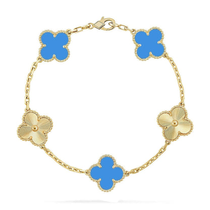 [⭐moonlume] CLOVER 5 MOTIF BLUE AGATE BRACELET COLLECTION