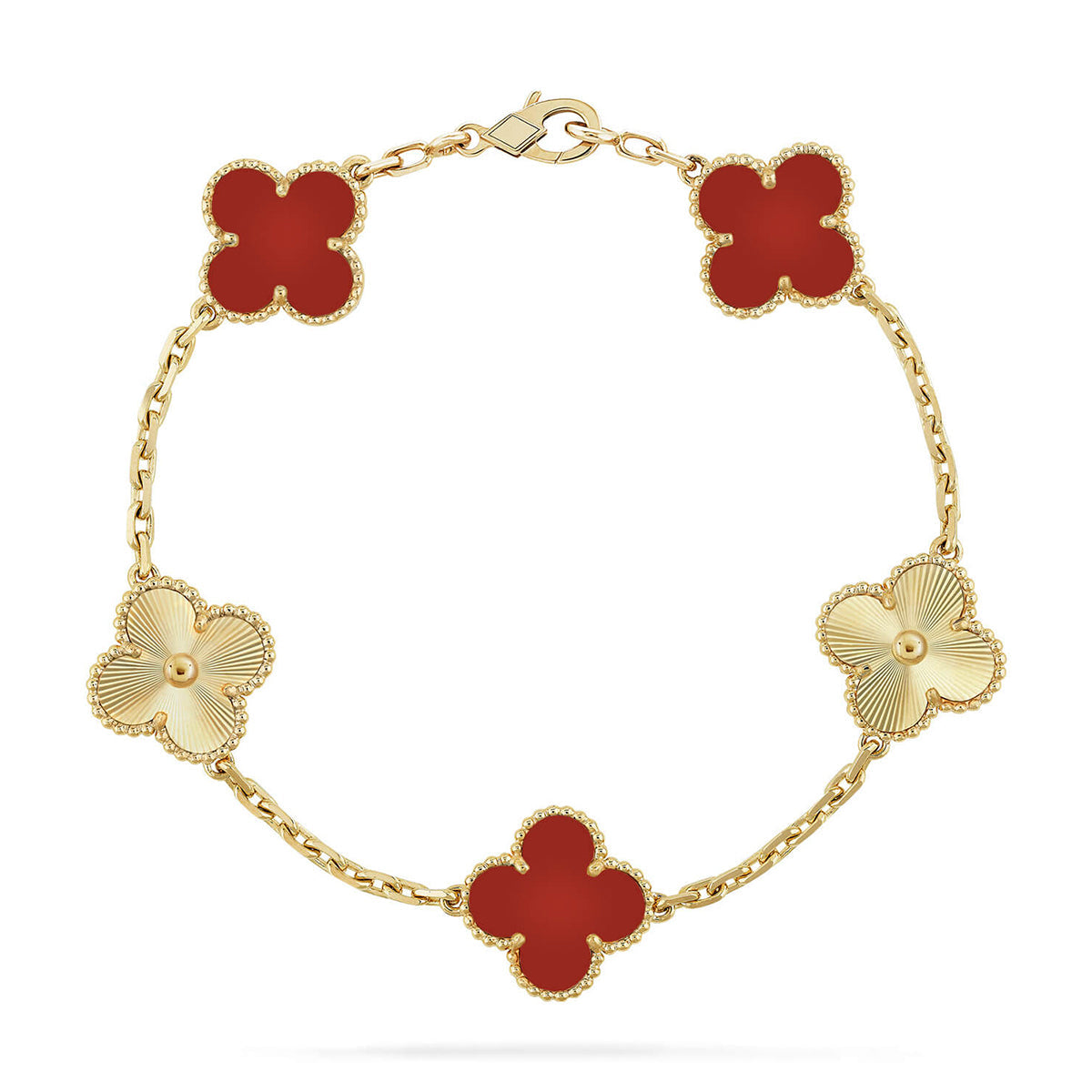 [⭐moonlume] CLOVER 5 MOTIF RED CORNELIAN BRACELET COLLECTION