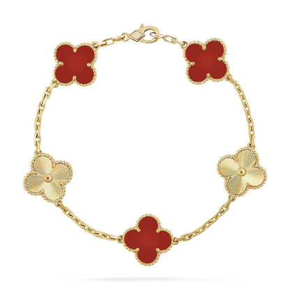 [⭐moonlume] CLOVER 5 MOTIF RED CORNELIAN BRACELET COLLECTION