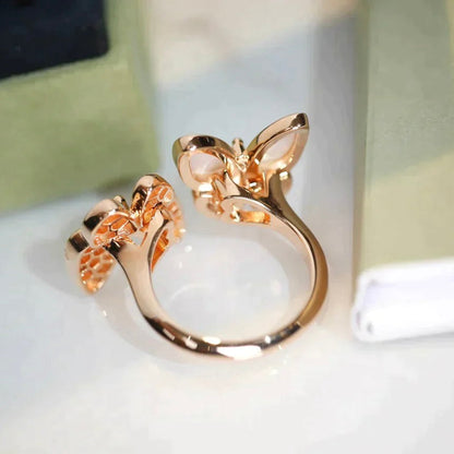 [⭐moonlume]TWIN BUTTERFLY DIAMOND MOP RING