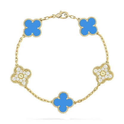 [⭐moonlume] CLOVER 5 MOTIF BLUE AGATE BRACELET COLLECTION