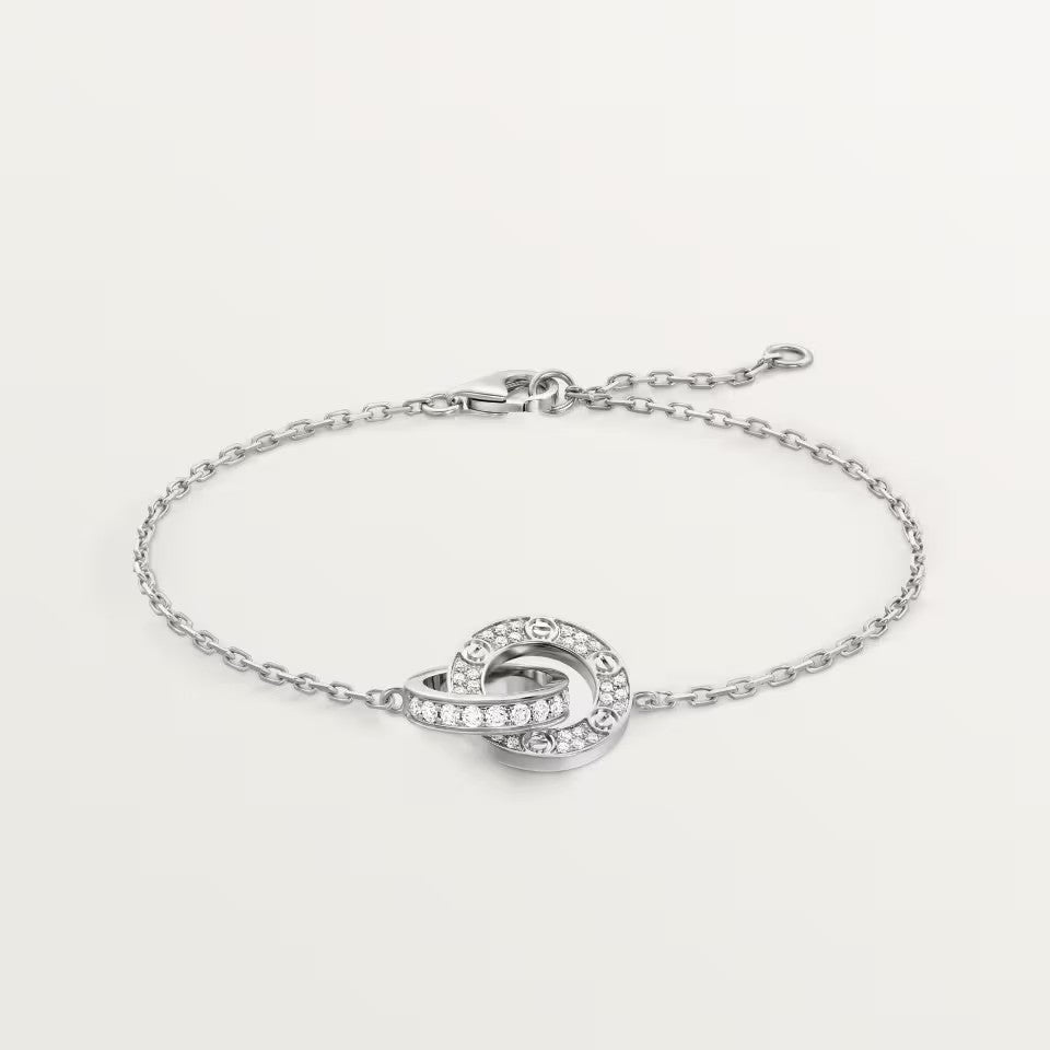 [⭐moonlume]LOVE DOUBLE RING FULL DIAMOND BRACELET