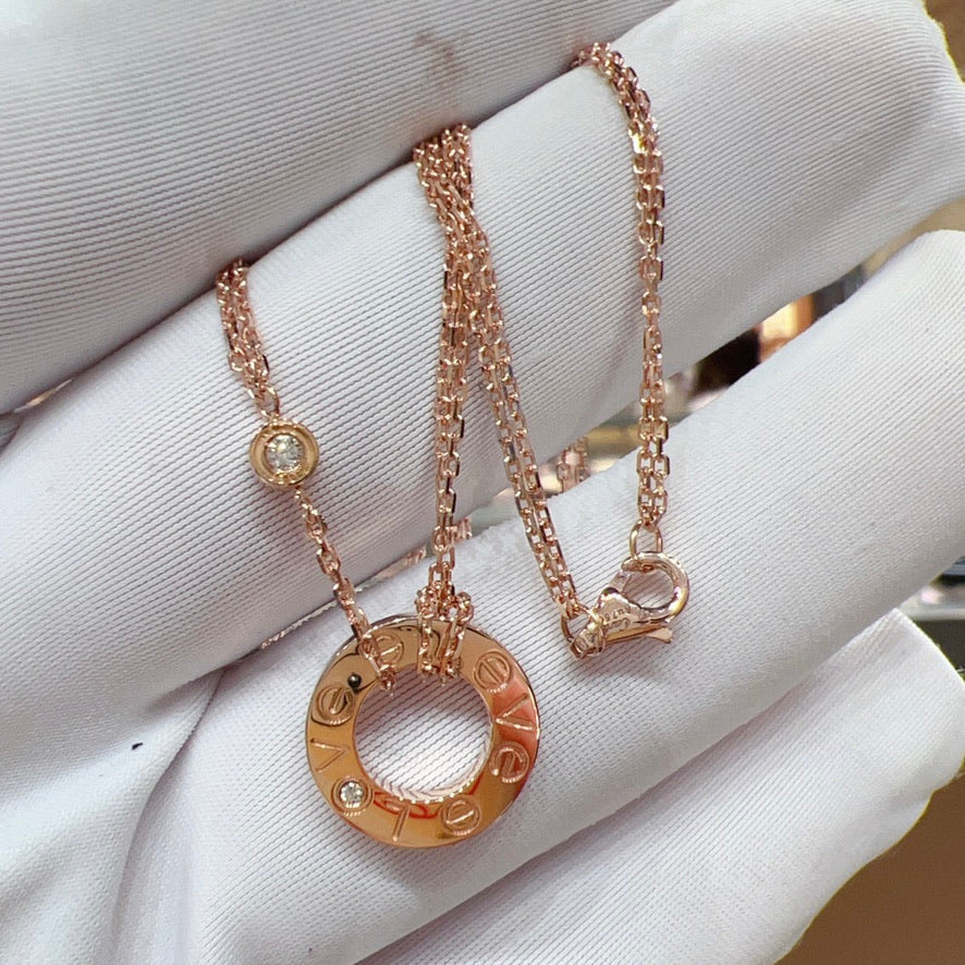 [⭐moonlume]LOVE NECKLACE 16MM 2 DIAMONDS